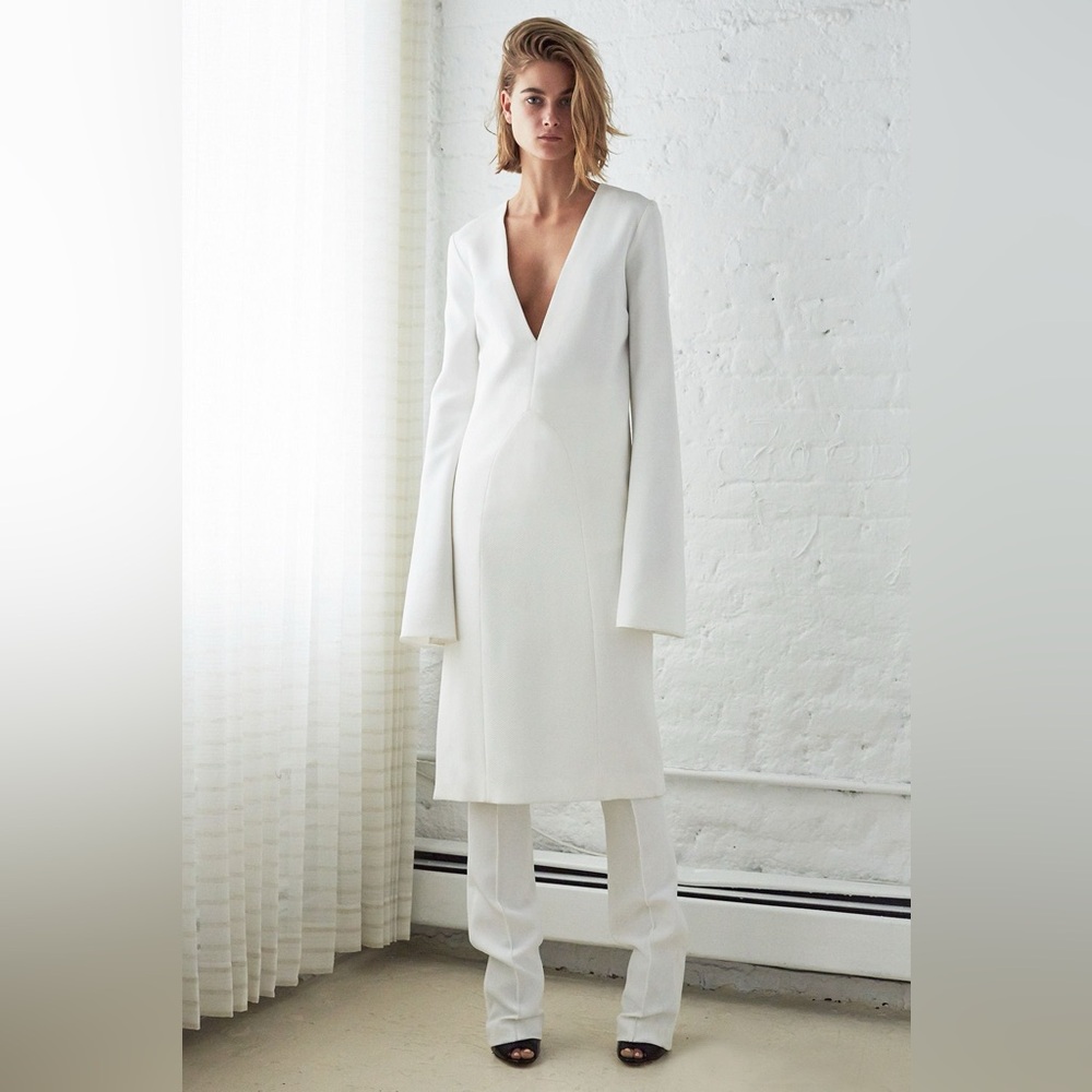 Ellery White Crepe Resort Midi Wide Bell Sleeve Dress NWT M/L $1495 Retail - Picture 1 of 15